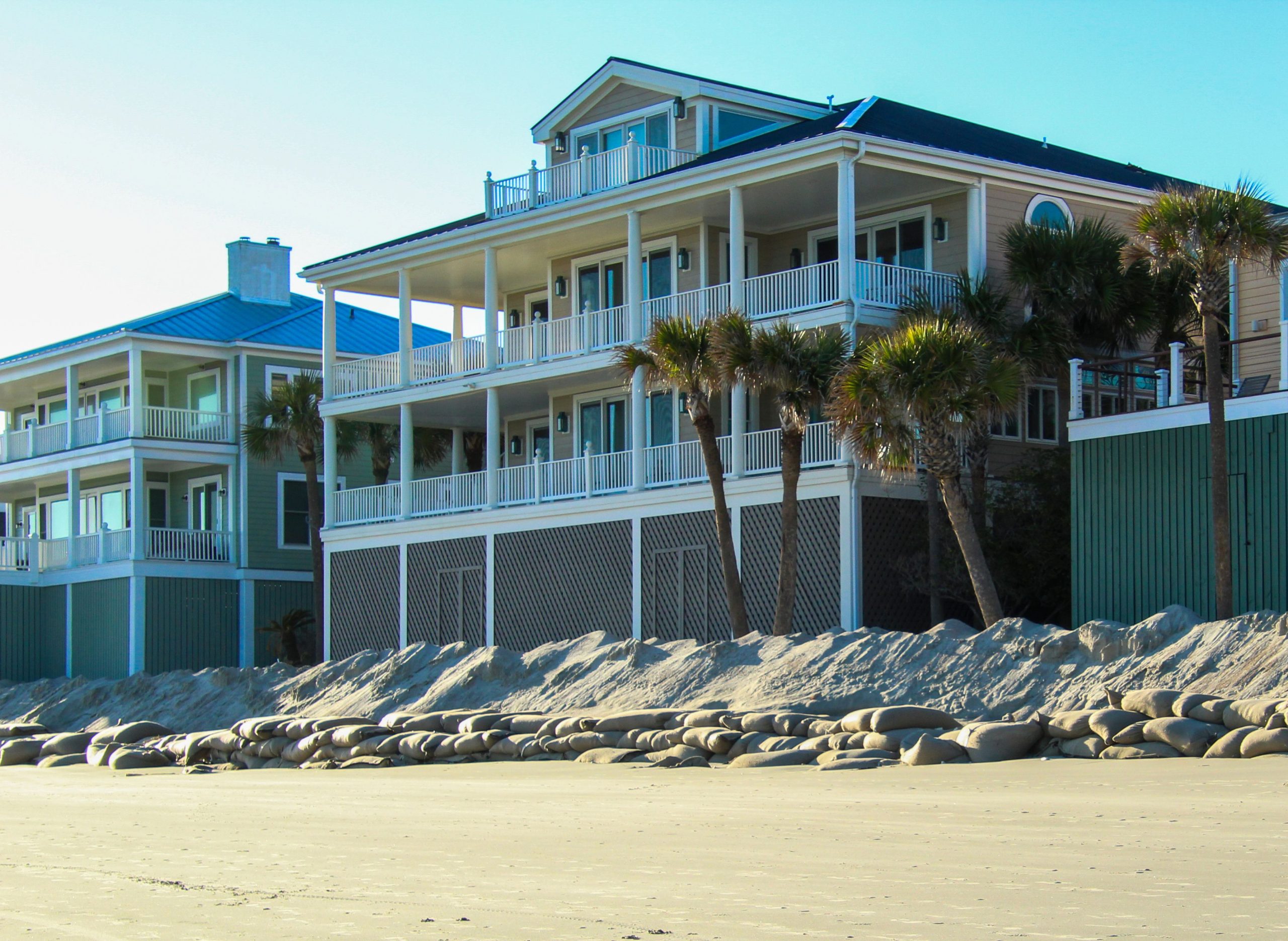 Villas contemporaines en bord de plage avec palmiers